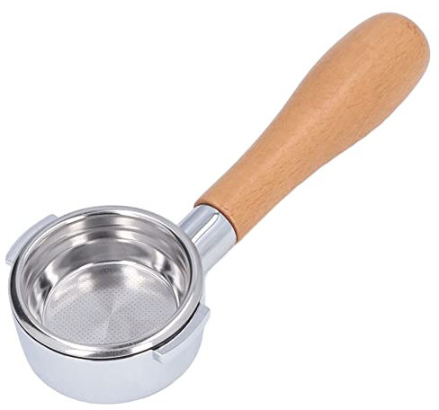 Bottomless Portafilter, Ultrafine Filtration Portafilter Coffee Accessories with Stainless Steel Handle for De Longhi and for Expo Bar Coffee Machines (58 Beech A)