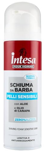 Intesa Pour Homme Schiuma da Barba Uomo 300 ml – Senza Alcool, Emolliente e Protettiva, Per Pelli Sensibili, Rasatura Delicata e Confortevole (Pelli Sensibili 1 Unità)