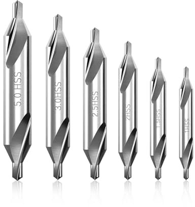Punte da Trapano Centrali Set, 6 Pezzi 60 Gradi Hss Set Punte Da Trapano Centrale, M2 6542 Trapano Per Svasatore Punta Da Svasatore Per Accessori Per Tornio In Legno(1/1.5/2/2.5/3/5mm)