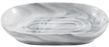 5 inch Ceramic Soap Dish (12.5 x 8.3 x 2.2cm) Soap Holder for Bathroom and Shower Soap Box Storage small plate (Grey)