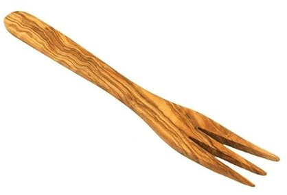 Fourchette Artisanale en Bois d'Olivier, 31 cm, Ustensile de Service pour Salade et Pâtes