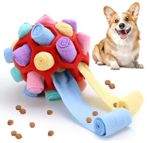 BINYI Schnüffelball Schnüffelspielzeug für Hunde Interaktives Hundespielzeug Intelligenzspielzeug Futterball Futtermatte Geruchstraining Heschäftigung für Kleine Mittelgroße Hunde Rot+Lila