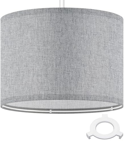 Weewooday 10 Inch 1 Set Fabric Lampshade for Ceiling Lights, Table Lamps and Floor Lamps, with E27 to E14 Adapter Ring, Modern Linen Lamp Shades for Living Room, Bedroom, Home Decoration (Grey)