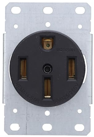 YWBL-WH Prise de Courant Encastrée 50 A, Prise de Courant Encastrée à 4 Broches avec PA66 et Acier galvanisé, 14-50R pour Poêle EV Chargeur Sèche-linge Usage Commercial Résidentiel