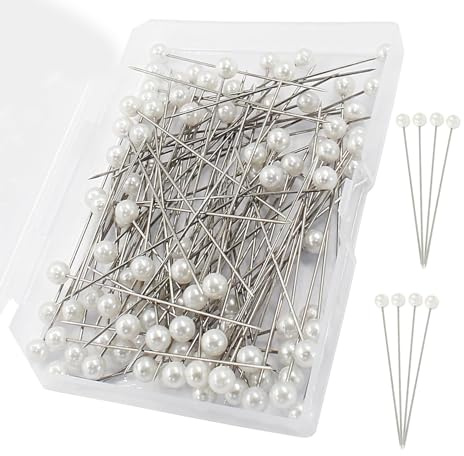 ZIOYANE 100 Pcs in Box Pins Round Faux Pearl, Plastic Head Steel Needle Large Pins with Heads for Sewing Dressmaking Scarf Fastening and Floral Craft