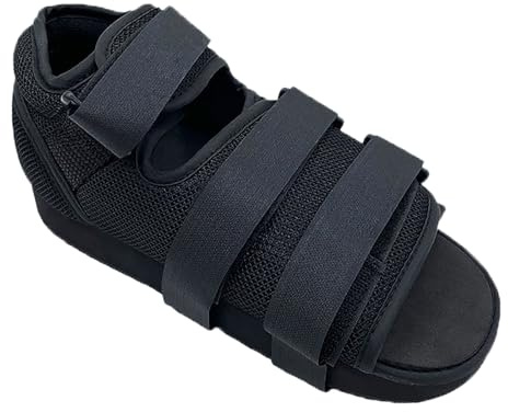 RONGXG 1 Piece Post Op Broken Shoe Medical Recovery Footwear Adjustable Peep-Toe Fracture Walking Boots Orthopedic Rehabilitation Fracture Cast Shoe for Foot Injure Surgery Recovery (Black, Large)