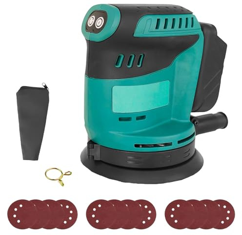 Lijadora orbital sin escobillas, repuesto para DBO180Z, 125 mm, amoladora eléctrica inalámbrica para lijar, pulir, alisar superficies, con 12 papel de lija, 3 velocidades 7500-13000RPM