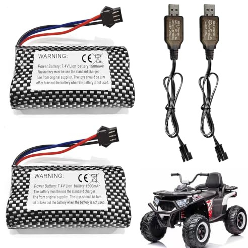 Nzkeuf 2 Stück 7,4V 1500mAh Li-ion Akku mit 2 USB Ladekabel SM-3P Stecker