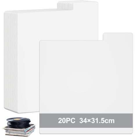 20 Pièces Intercalaires Réutilisables En Plastique 31.5x34 Cm, Intercalaires Pour Disques Vinyles, Séparateurs Pour Disques Vinyles Pour Classement Collection De 12 Zoll, Blanc