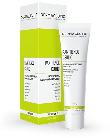 Panthenol Ceutic de Dermaceutic - Baume réparateur nourrissant contenant du Panthénol, du Bisabolol, du Beurre de Karité et Cire d'abeille, de l'Ester de Vitamine E - 30ml | Baume réparateur qui nourrit, apaise et protège les zones sèches ; panthénol, bisabolol, karité, cire d’abeille, vitamine E.