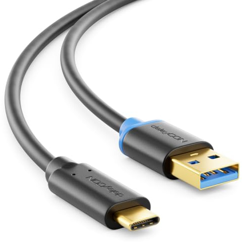 deleyCON 0,5m USB-C Kabel USB 3.0 5 Gbit/s USB-A auf USB-C | Kurzes 50cm, Ladekabel Datenkabel für iPhone 17 Pro Air/16/15 Pro Max, Galaxy S26/S25/S24, Pixel, iPad, MacBook, PS5