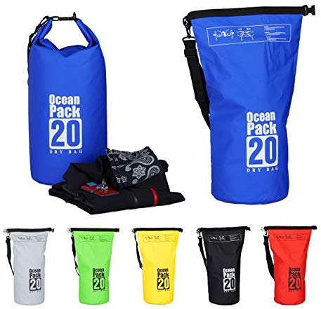 Relaxdays Ocean Pack, 20L, Packsack wasserdicht, blau