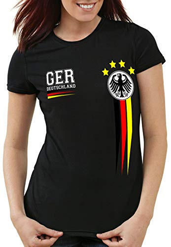 style3 Tyskland T-shirt för kvinnor Tyskland fotboll världsmästerskap tröja VM 2022, Schwarz, L