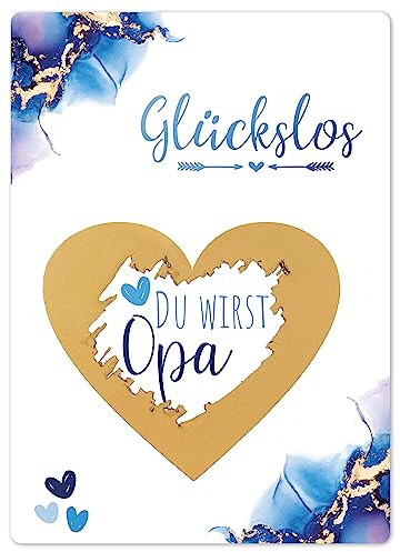 Joli Coon Rubbelkarte Du wirst Opa, Schwangerschaft verkünden | 350g Designerpapier, fühlbare UV-Lack-Veredelung, zur Schwangerschaftsverkündung, Premium-Papeterie