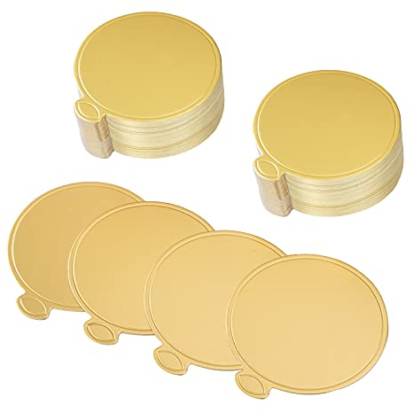 MengH-SHOP Kuchenbretter Karton Runden Mousse Kuchen Board Golden Kuchenböden Cake Board Dessert Displays Tablett für Hochzeit Geburtstag Kuchen Gebäck Dekoration 100 Stück