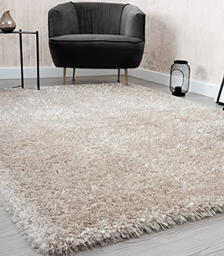 Mia's Teppiche Fiona Wohnzimmer, Schlafzimmer Beige 120x160 cm Hochflor