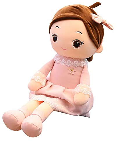 JAWSEU Plüschpuppe Mädchen 40CM Kuschelpuppe Stoffpuppe Plüschpuppe Weich Plüschtier mit Niedliche Kleidung, Spielzeug Püppchen für Kleinkinder Geschenkpuppe für Kinder