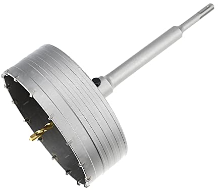 Corona cava da 110 mm, set con filettatura M22 SDS Plus, adattatore da 220 mm e punta di centraggio 8 x 110 mm, punta per trapano a lattina, corona per martello perforatore (110 mm)