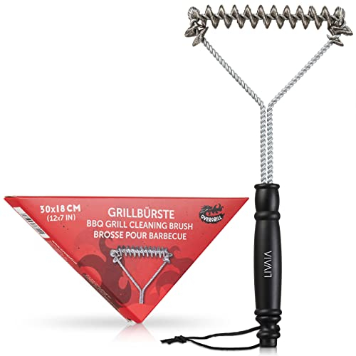 Spazzola barbecue in acciaio inox: Spazzola per pulire la griglia barbecue, BBQ Grill - accessori barbecue - spazzola per griglia OVERGRILL