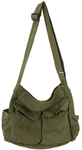 Damen Herren Crossbody Umhängetasche Große Hobo-Tasche mit mehreren Taschen Canvas Messenger Tote Bag für Damen und Herren