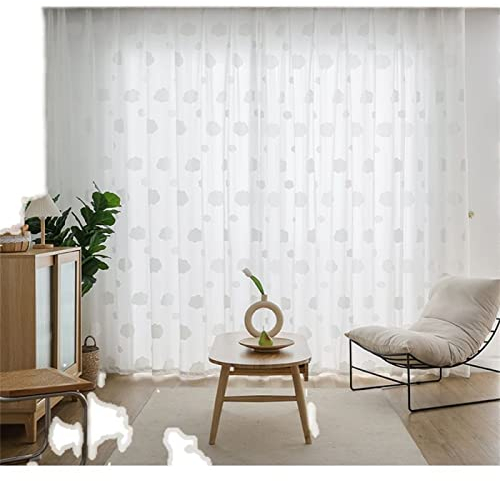 Voile Gardinen Vorhang Gardinen Transparent , 2 Stück Gardinen Vorhänge Vorhang Blickdicht mit Ösen Wohnzimmer Schlafzimmer Stores Küche - Weiße Wolken(B132 x H213cm)