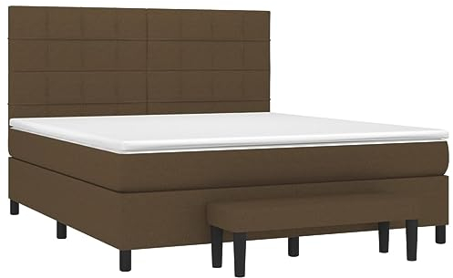 vidaXL Boxspringbett mit Matratze Bett Polsterbett Bettrahmen Lattenrost Bettgestell Schlafzimmerbett Hotelbett Doppelbett Dunkelbraun 180x200cm Stoff