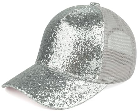 C.C Glitter Sequin Baseball Cap with Mesh (TCB-07) (Gritter-Silver)