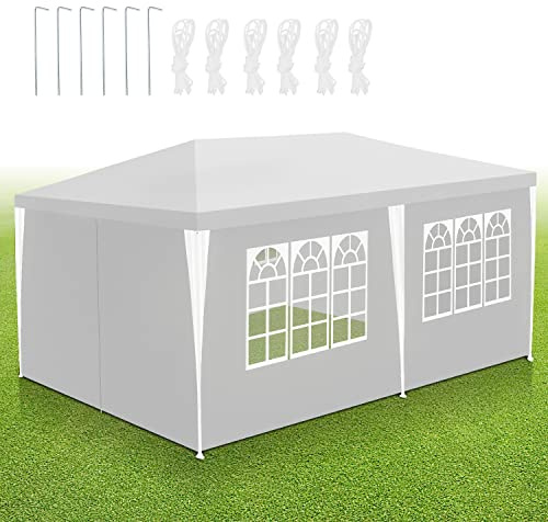 Sonnewelt Pabellón 3x6 m Carpa de Fiesta Impermeable Lona de PE Resistente a los UV Carpa de Jardín 100g/m² Carpa de Cerveza, de Festival, con 6 Partes Laterales Blanco