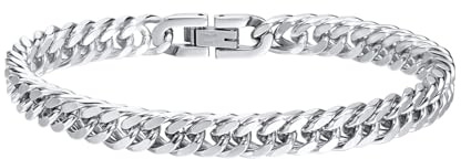 DIPIUS MAGIIE Schmuck Edelstahl Armband Magnetarmband,Lieben Freundschaftsarmband,Armband Kubanischer Armreif (Silber-21cm)