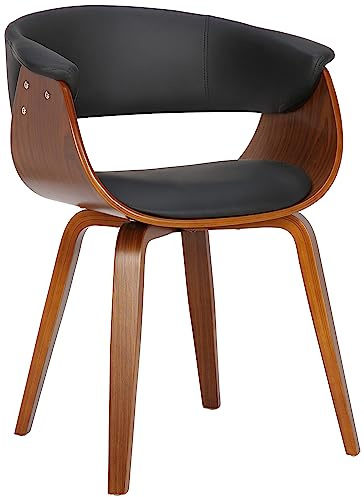 CLP Chaise De Salle A Manger Bruce I Coque en Bois I Revêtement en Similicuir I Dossier Ajouré I Pieds en Bois, Couleur:Noir