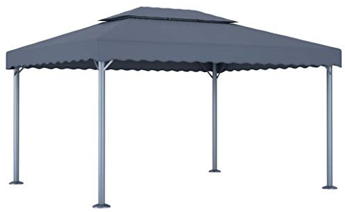 Homgoday Gazebo 400x300 cm Antracite Alluminio, Gazebo da Giardino, Gazebo Ombrellone da Giardino Spiaggia Pesca Esterno Antivento per Arredo Giardino Terrazzo Ambienti