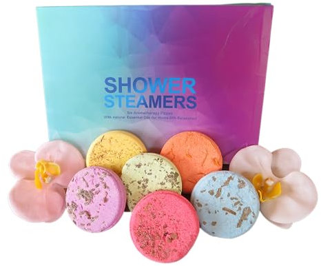 Aromatherapy Shower Steamers, Vegan Gift Set, Handmade Shower Bombs, Citrus & Floral, Spa Hamper for Shower, Cruelty Free, Essential Oils, Relaxation Gift Hamper