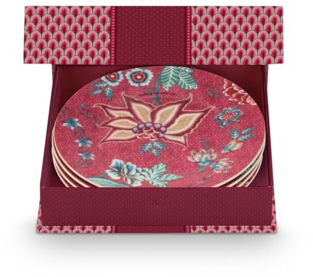 Pip Studio Flower Festival Gebäckteller Dark pink 17cm Set4