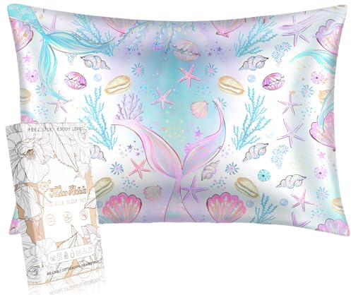 Miss Adola Kinder-Kissenbezug, Queen Mulberry-Seidenkissenbezug für Haar und Haut, 19 Momme, Cartoon-Kawaii-Fun-Kissenbezug für Teenager, Jungen, Mädchen, Fischschwanz, 76,2 x 50,8 cm, 1 Stück
