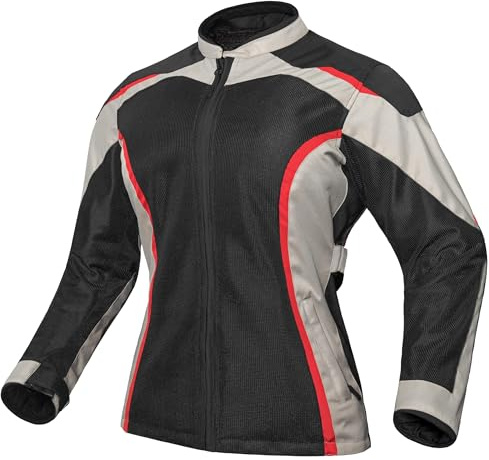 WICKED STOCK Women Mesh Motorcycle Jacket with CE Level 1 Armor - Abrasion Resistant Adjustable Summer Motorcycle Jacket Women Armored - Summer Womens Riding Jacket with Zipper for Pants Integration