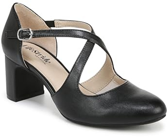 Life Stride Womens Tracy Strappy Block Heel Pump Black 11 W