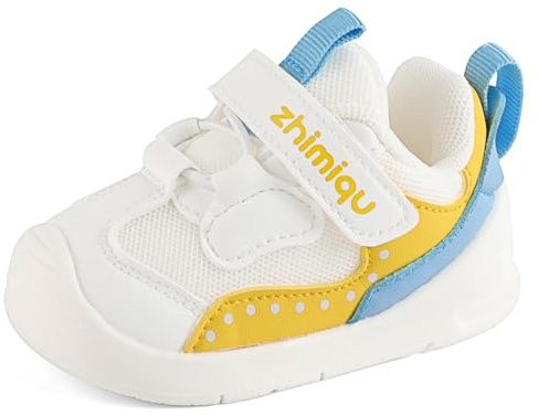 LACOFIA Zapatos Bebé Primeros Pasos Zapatillas Respetuoso Bebé Niño Calzado Bebé Zapatos Deportivos con Suela Goma Antideslizante Blanco 18(CN 16)