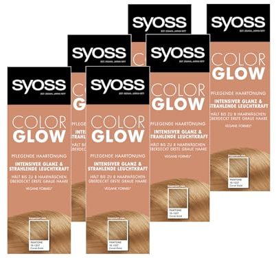 Syoss Color Glow Pflegende Haartönung Coral Gold Pantone 16-1337 (6x 100 ml), semi-permanente Coloration für strahlende Farbintensität bis zu 8 Haarwäschen, ohne das Haar zu schädigen