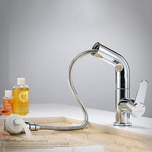 Küchenarmatur, moderner Teleskop-Küchenwaschbecken-Mischer-Wasserhahn, 360° drehbar, Spüle, Heiß-Kaltwasser-Wasserhahn, Badezimmer-Waschtisch-Fliter-Wasserhahn mit Brause, Sprinkler, Toilette, Wasserf