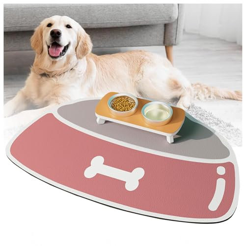 Hundematten für Futter und Wasser, mit wasserdichter Gummi-Rückseite, keine Flecken, schnell trocknend, für Futter und Wasser, geeignet für die Verwendung mit mehreren Haustieren, Rosa, 30 x 50 cm