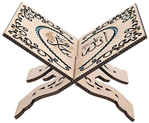 XHTLLO Planche D'étagère, Support Pliant De Coran Sculpté en Bois Vintage Livre De Prière Musulman Sac De Rangement étagère