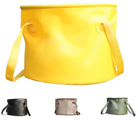 20L Gelb Faltbarer Eimer, Faltschale Multifunktionaler Falteimer Tragbarer Eimer Outdoor Faltschüssel, Waschbecken Zusammenklappbarer, Camping Eimer für Camping, Reisen im Wandern und Autowäsche