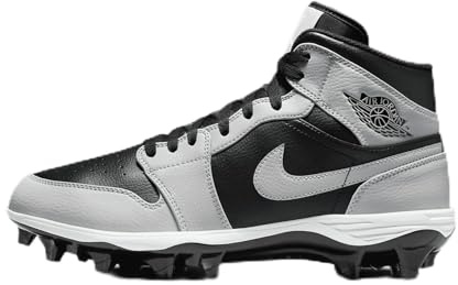 Jordan 1 Mid TD - Tacos de fútbol para hombre (FJ6805-002, negro/gris ahumado claro/negro/gris ahumado claro), Negro/gris ahumado claro/negro/gris ahumado claro, 46 EU