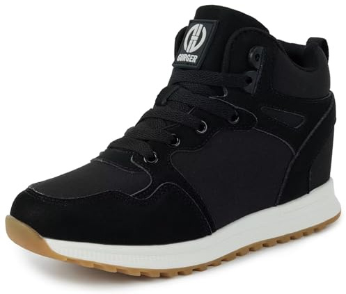 GURGER Zapatillas de Cuña para Mujer Zapatillas de Deporte Altas Tacón Cuña Plataforma Sneakers Negro 39