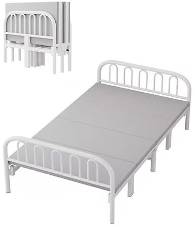 Klappbett Gästebett Doppel Klappbett mit Stahlrahmen für Den Hausgebrauch, Tragfähigkeit 600 Kg, für Haus, Wohnung, Gästezimmer, Platzsparend, Farbe Weiß(190x40x120cm)