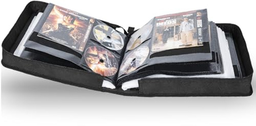 AKOZLIN DVD CD Aufbewahrungsbox, 136 Disk-Einheiten, 68 Booklet-Taschen | Extra breite Titelblätter, Tragbarer Binderhalter, Brieftasche-Album-Design, Schützende Film-Medien-Aufbewahrung