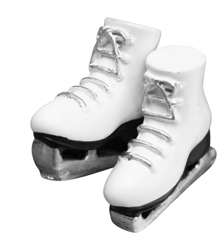 1 Paar Schlittschuh Modell Puppenzubehör Weiße Miniatur Rollschuhe Weiße Schlittschuhe Aus Kunstharz Rollschuhe Realistische Weiße Eislaufschuhe Im Maßstab 1:12 Schuh-Requisiten-Zubehör-Modell