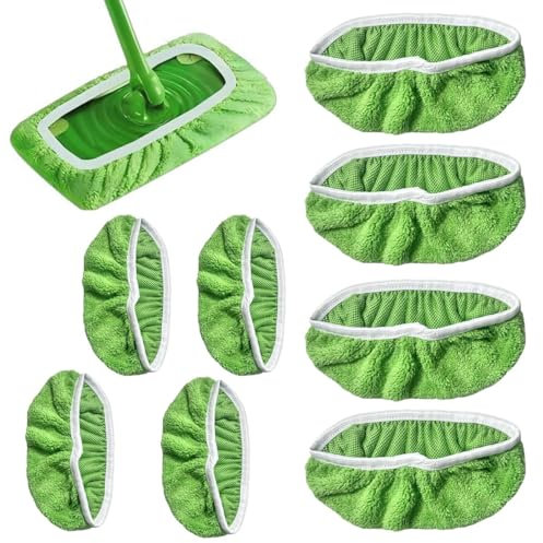 8 StückTücher Wiederverwendbare für swiffer feuchte bodentücher, für Swiffer flachmopptuch, Waschbare Nachfüllpacks für Nass und Trockengebrauch Waschbaren Mikrofaser Pads Feuchte Bodentücher (Grün)