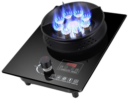 Cuisinière À Gaz 430 Mm, Cuisinière À Gaz De Camping 5,2 KW, Cuisinière De Comptoir De Cuisine, Minuterie Indépendante Des Deux Côtés, Avec Protection Contre Les Flammes, For À Domicile(NG)