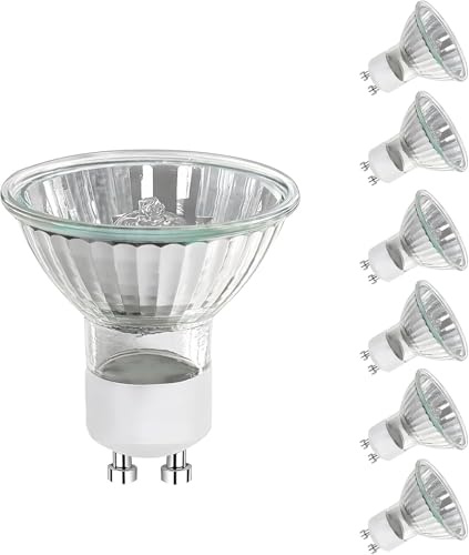 Trubuyware GU10 Halogen leuchtmittel 50 Watt, GU10 50W 230V Halogenstrahler Dimmbar, 2700K Warmweiß Halogen Spot Glühbirnen für Deckenbeleuchtung, 6 Stück